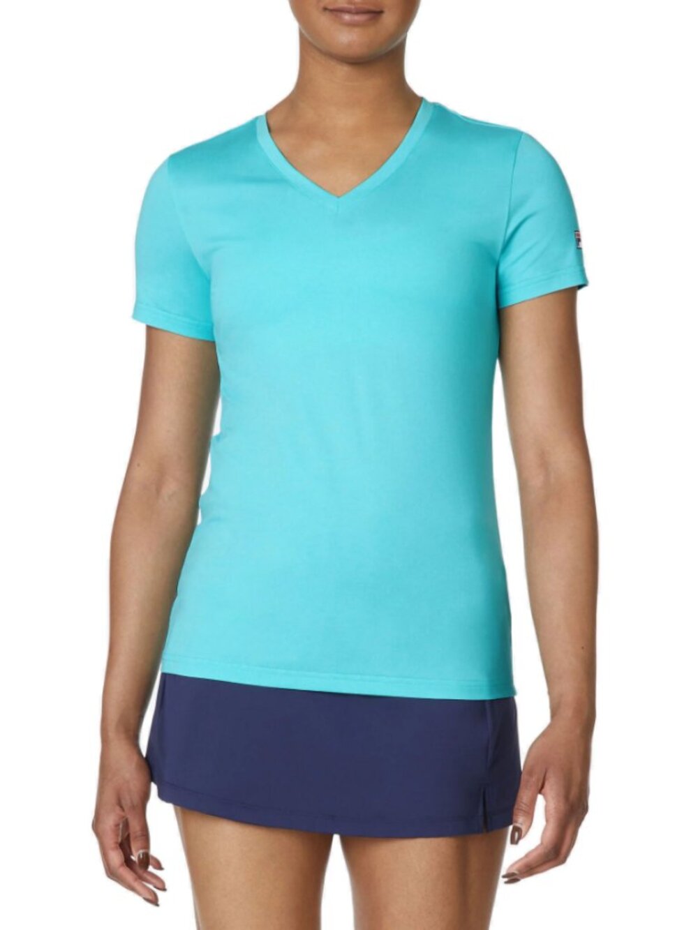 FILA Short Sleeve V-Neck Womens Tennis Shirt - Blue